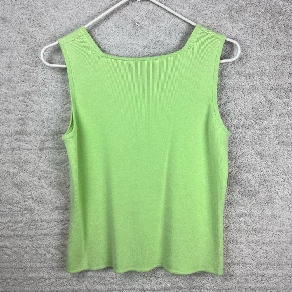 Lime Green Sweater Cardigan Twinset Sz Medium Goodclothes - Picture 10 of 15